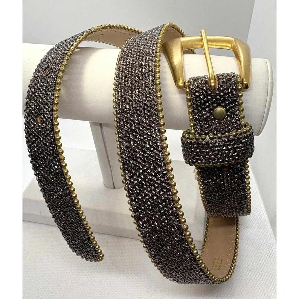 Vintage Motion East Textured Belt Gold Buckle Bead-Like Finish Made in USA 38
